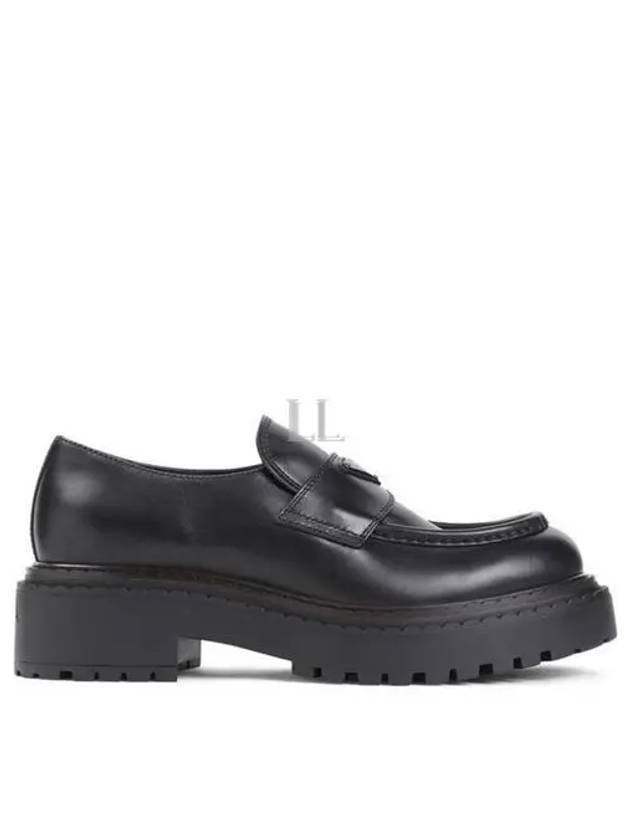 Triangle Logo Leather Loafers Black - PRADA - BALAAN 2