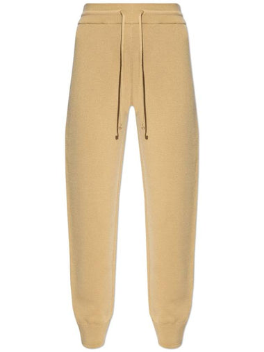 Embroidered Logo Wool Blend Jogging Track Pants Sand - BURBERRY - BALAAN 1