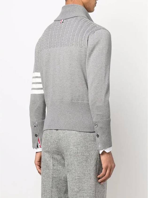 Men's Jersey Stitched Shawl Collar Cardigan Grey - THOM BROWNE - BALAAN 6