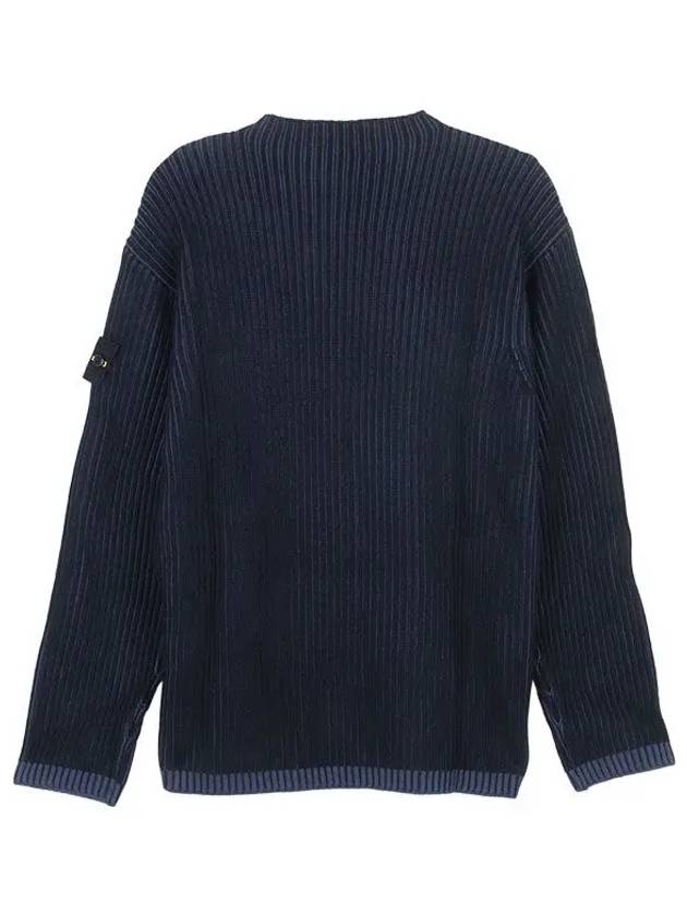 Crewneck Rib Virgin Wool Knit Top Navy - STONE ISLAND - BALAAN 3