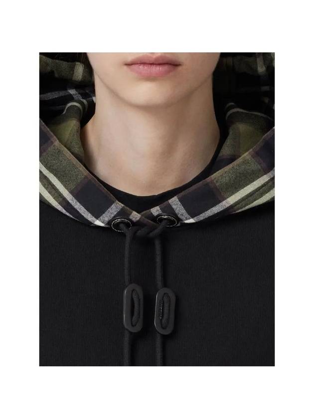 Women's Drawstring Check Hooded Top Black - BURBERRY - BALAAN 4