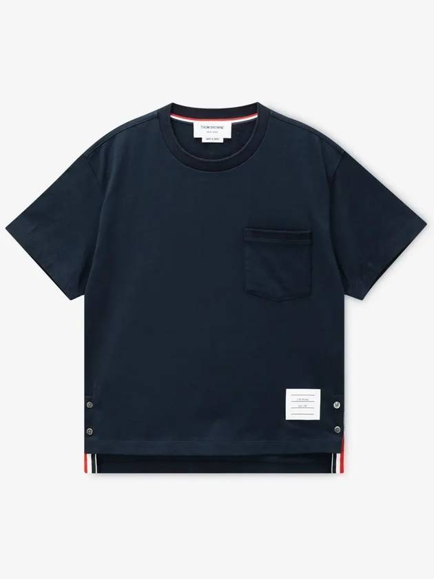 Midweight Jersey Boxy Pocket Short Sleeve T-Shirt Navy - THOM BROWNE - BALAAN 3