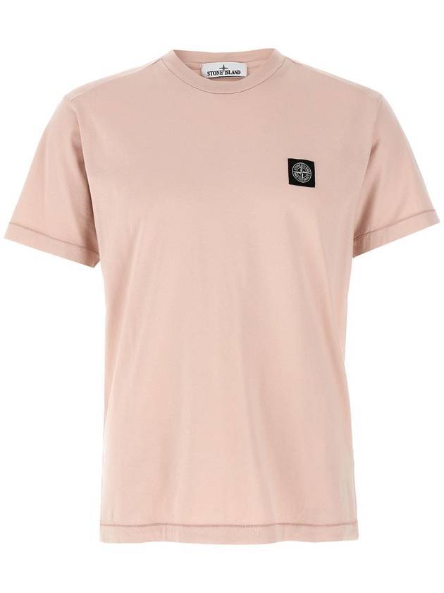 Logo Patch Short Sleeve T-Shirt Antique Rose - STONE ISLAND - BALAAN 1