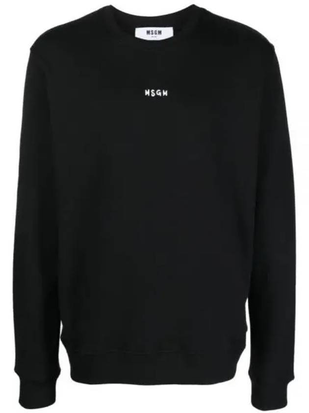 Brushed Micro Logo Cotton Sweatshirt Black - MSGM - BALAAN 1