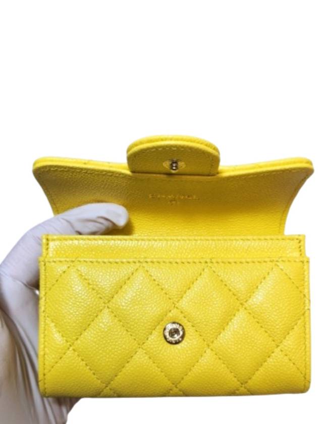 Classic Gold Logo Grained Shiny Calfskin Card Wallet Yellow - CHANEL - BALAAN 8