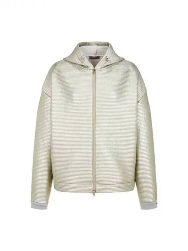 Women s quilted hooded zip up jacket light beige 270856 - HERNO - BALAAN 1