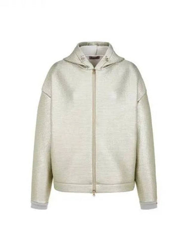 Women s quilted hooded zip up jacket light beige 270856 - HERNO - BALAAN 1