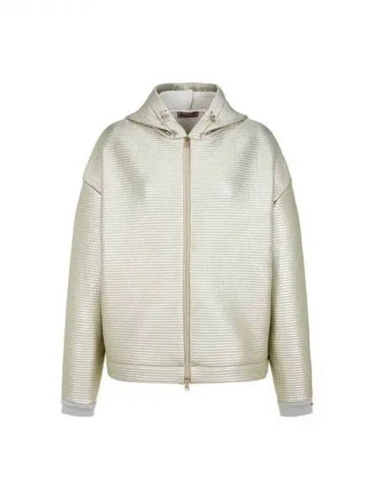 Women s quilted hooded zip up jacket light beige 270856 - HERNO - BALAAN 1