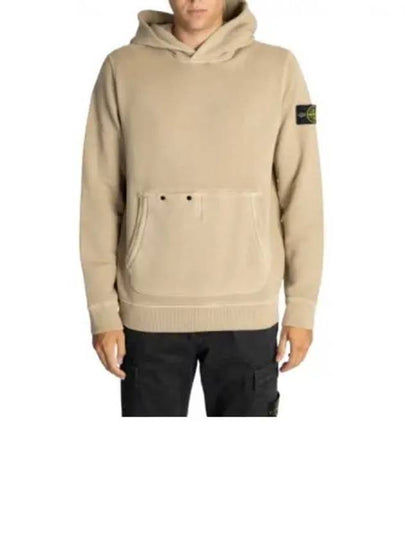 Old Effect Cotton Diagonal Fleece Hoodie Biscuit - STONE ISLAND - BALAAN 2