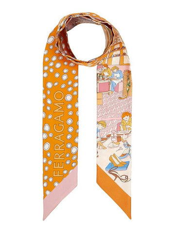 Atelier Print Mini Silk Scarf Orange - SALVATORE FERRAGAMO - BALAAN 1