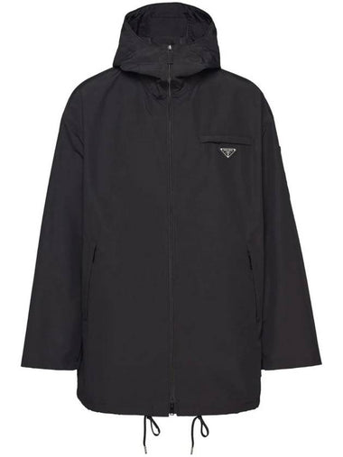 Technical Poplin Hooded Raincoat Black - PRADA - BALAAN 1