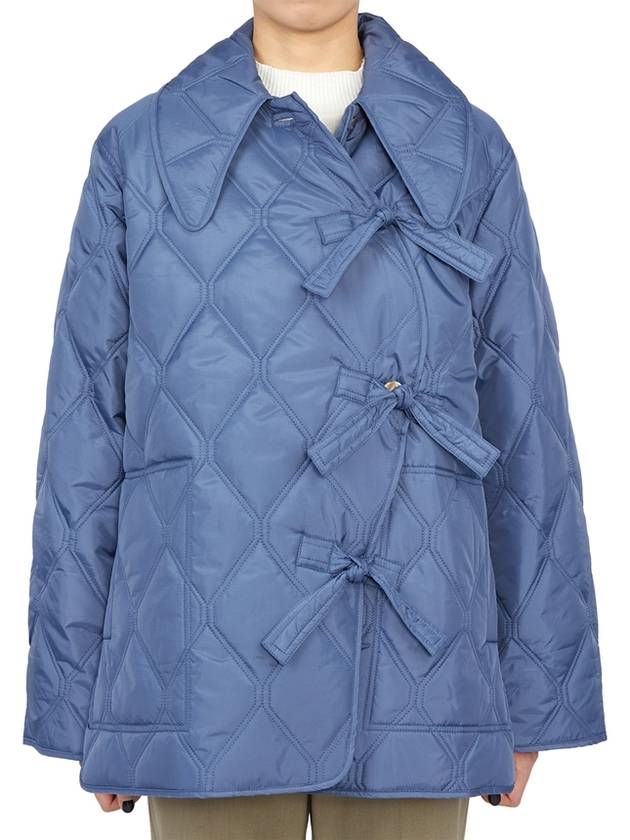 Women s Ripstop Quilted Asymmetrical Padding Gray Blue - GANNI - BALAAN 5