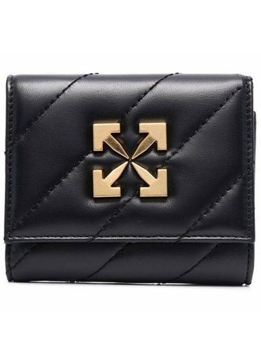 Arrow Leather Half Wallet Black - OFF WHITE - BALAAN 1