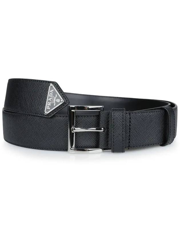 Saffiano Leather Belt Black - PRADA - BALAAN 3