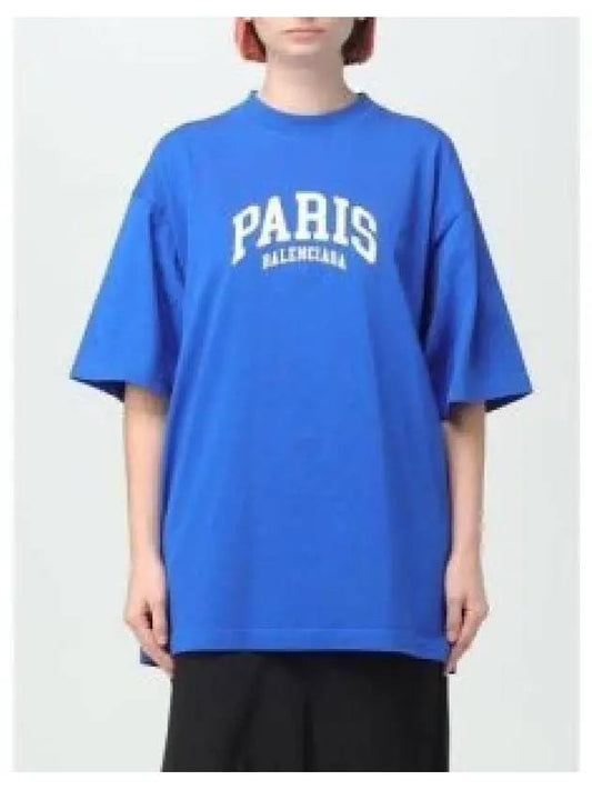 Paris Logo Medium Fit Short Sleeve T-shirt Blue - BALENCIAGA - BALAAN 2