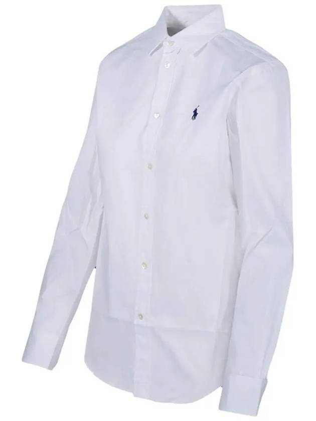 Embroidered Pony Logo Cotton Long Sleeve Shirt White - POLO RALPH LAUREN - BALAAN 5