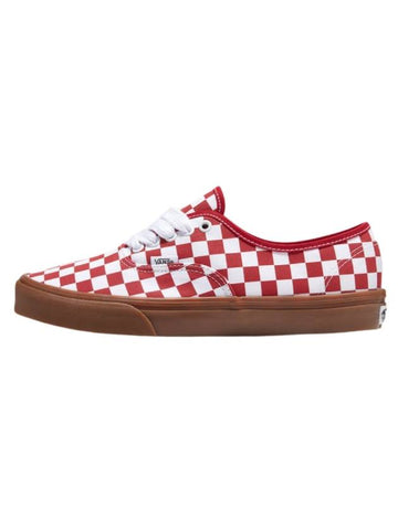 Authentic Fat Lace Checker Low Top Sneakers Red - VANS - BALAAN 1