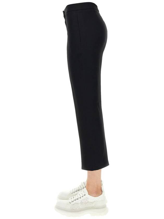 Women's Leaf Crepe Cigarette Straight Pants Black - ALEXANDER MCQUEEN - BALAAN 4