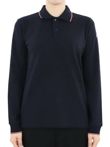 Kids Collar Three Stripes Wappen Patch PK Long Sleeve Navy 8B00001 8496W 778 12 14A Adults can wear - MONCLER - BALAAN 1