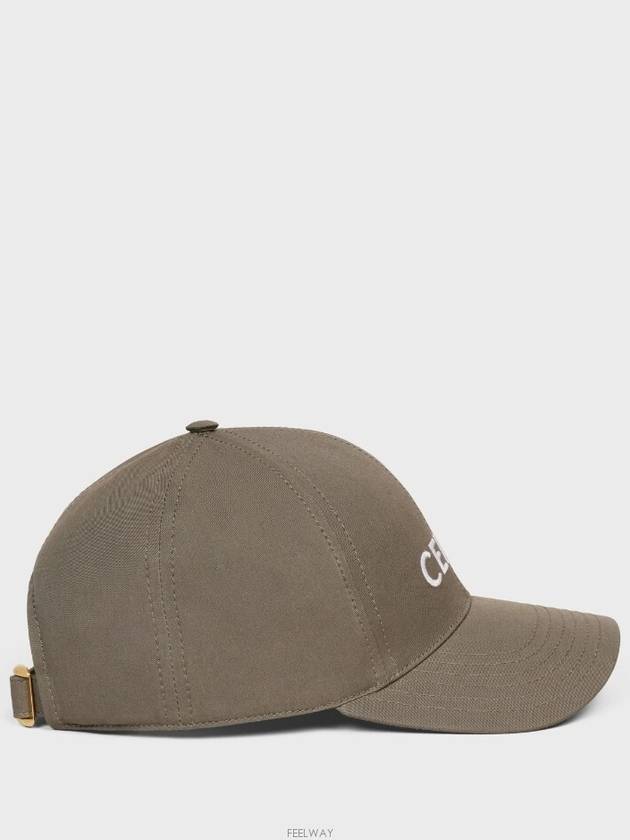 Embroidered Logo Cotton Ball Cap Khaki - CELINE - BALAAN 5