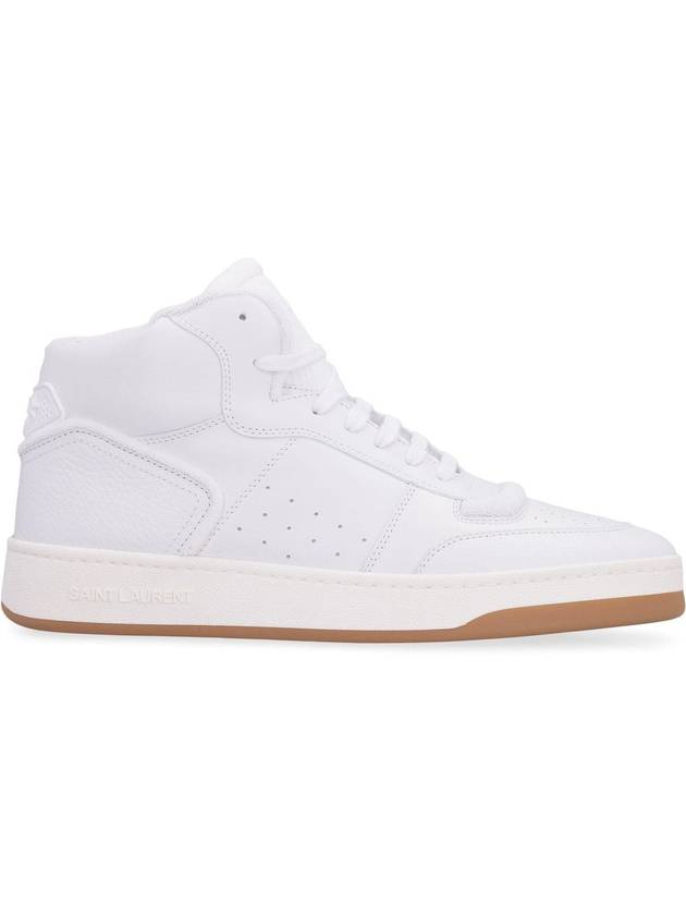 SL 08 Calfskin Mid High Top Sneakers White - SAINT LAURENT - BALAAN 3