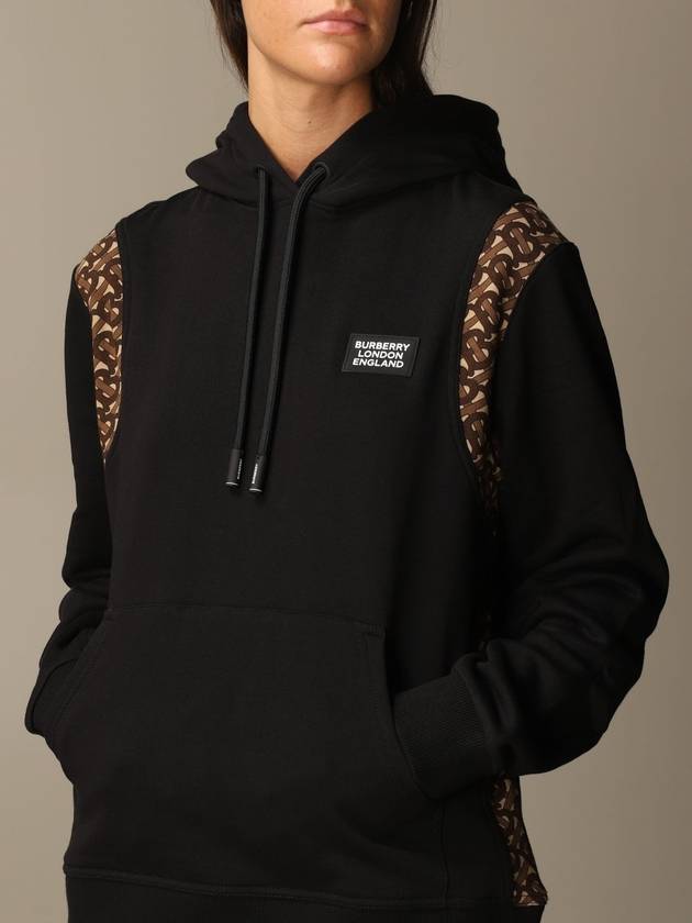 Monogram Print Panel Hoodie Black - BURBERRY - BALAAN 5