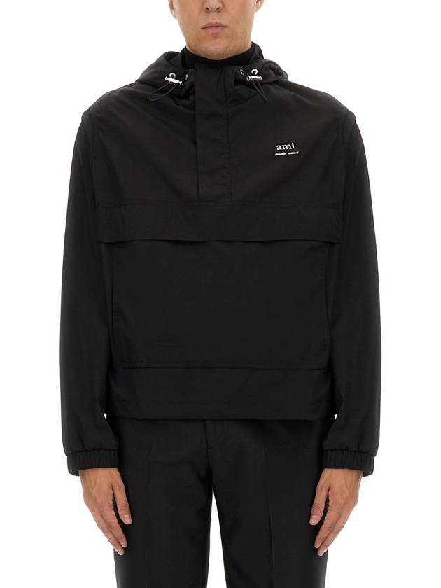 Alexandre Mattiussi Hooded Windbreaker Black - AMI - BALAAN 6