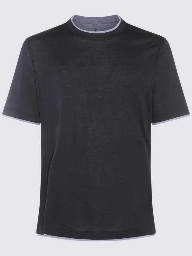 Brunello Cucinelli Black Cotton And Silk T-Shirt - BRUNELLO CUCINELLI - BALAAN 1