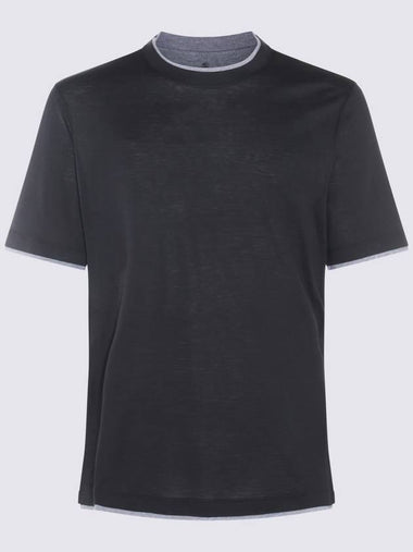 Brunello Cucinelli Black Cotton And Silk T-Shirt - BRUNELLO CUCINELLI - BALAAN 1