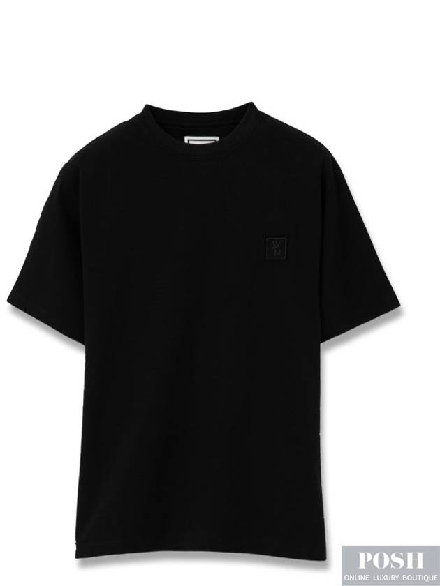 3D Flower Back Logo Round Short Sleeve T-Shirt Black - WOOYOUNGMI - BALAAN 3