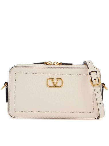 mini camera case in ivory leather with adjustable strap and golden details - VALENTINO - BALAAN 1