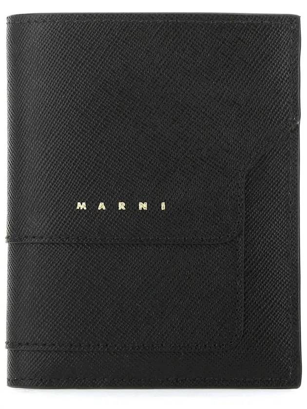 Logo Saffiano Half Wallet Black - MARNI - BALAAN 1