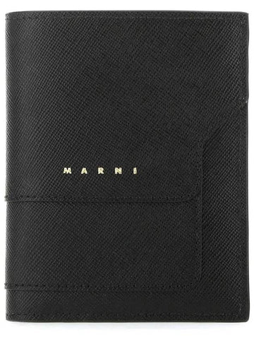 Logo Saffiano Half Wallet Black - MARNI - BALAAN 1