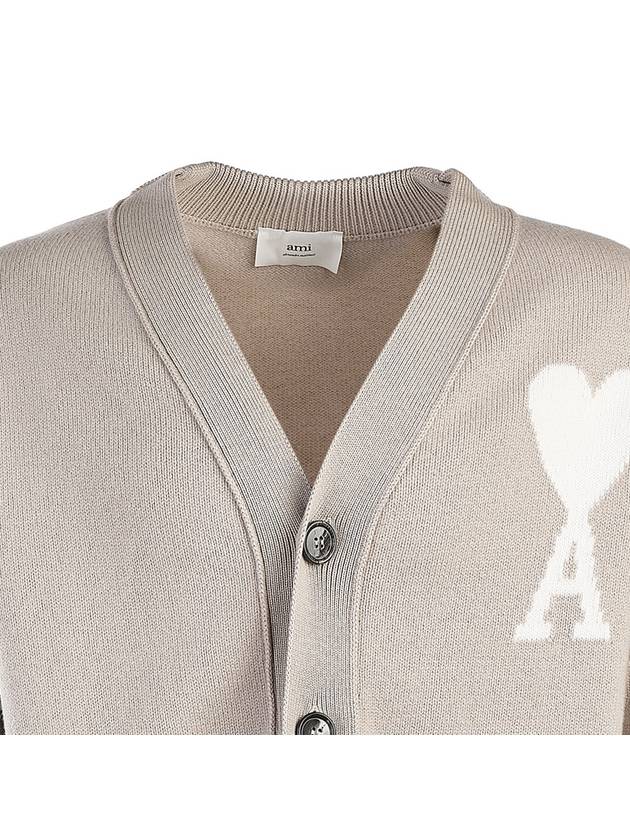 De Coeur Logo Wool Cardigan Light Beige - AMI - BALAAN 5