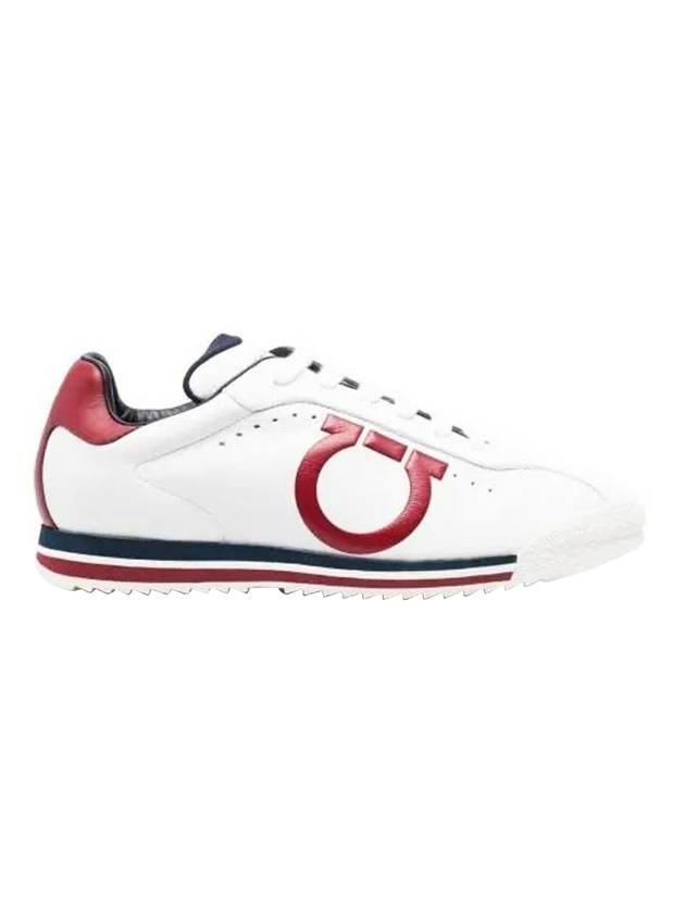 Gancini Low Top Sneakers White Red - SALVATORE FERRAGAMO - BALAAN 1