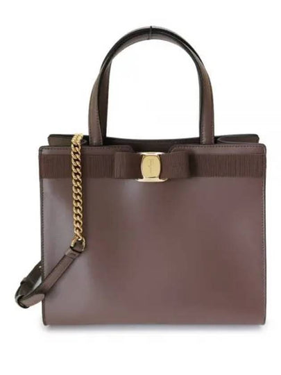 Vara Bow Top Handle Tote Bag Caraway Seed - SALVATORE FERRAGAMO - BALAAN 2