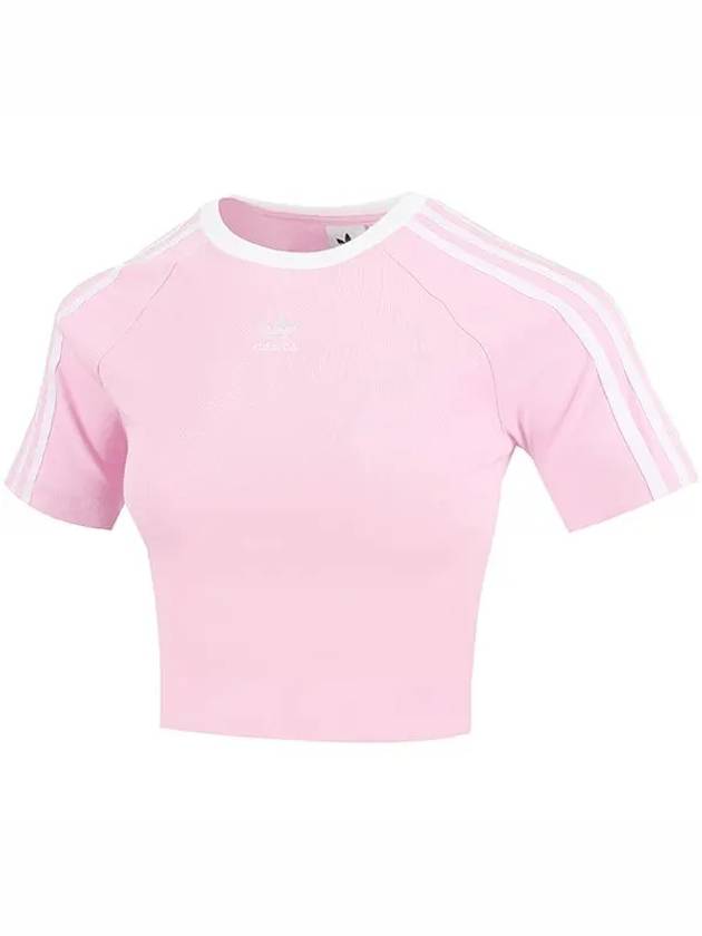 3 Stripe Baby Crop Short Sleeve T-Shirt Pink - ADIDAS - BALAAN 2