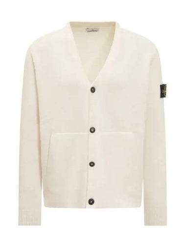 Men's Wappen Patch Button Cardigan White - STONE ISLAND - BALAAN 1