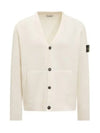 Men's Wappen Patch Button Cardigan White - STONE ISLAND - BALAAN 1