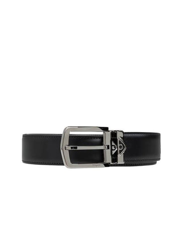 Men's Small Gancini Buckle Reversible Leather Belt Black - SALVATORE FERRAGAMO - BALAAN 1