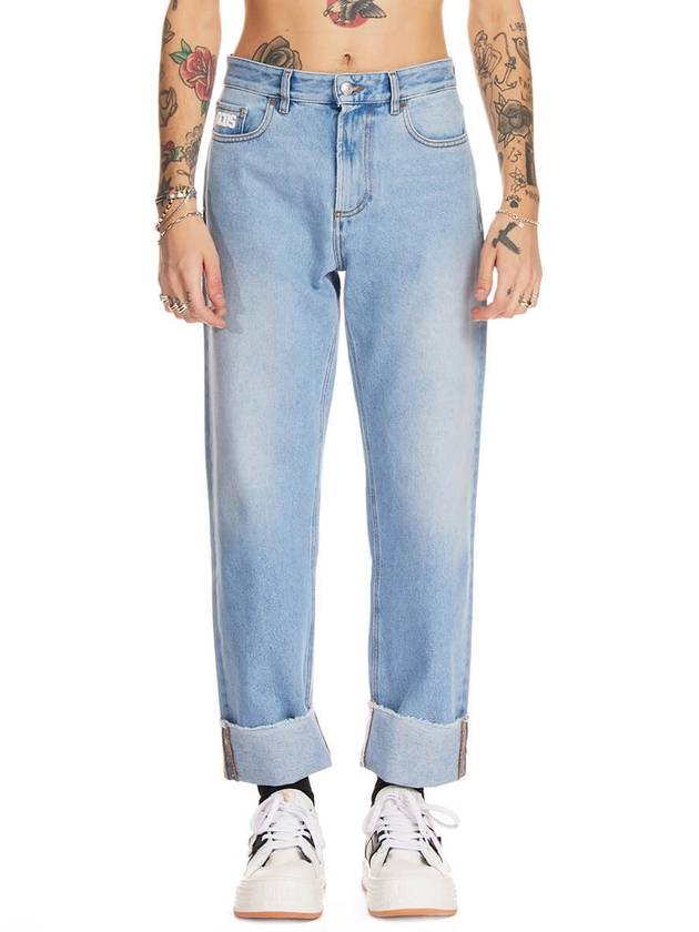 Logo Cuffed Wide Jeans - GCDS - BALAAN 1