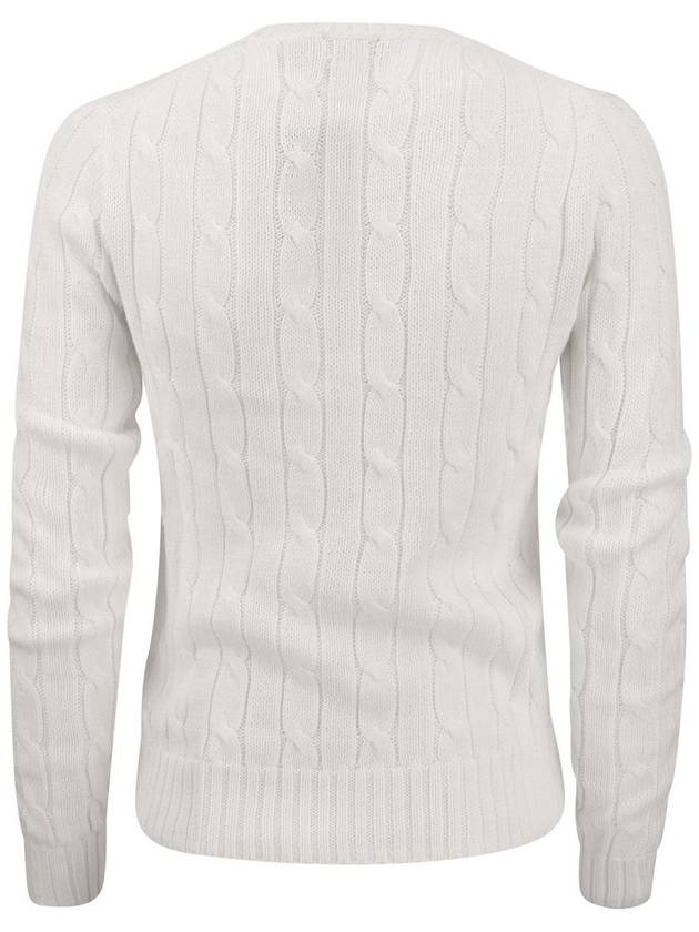 Embroidered Logo Pony Cable Knit Top White - POLO RALPH LAUREN - BALAAN 3