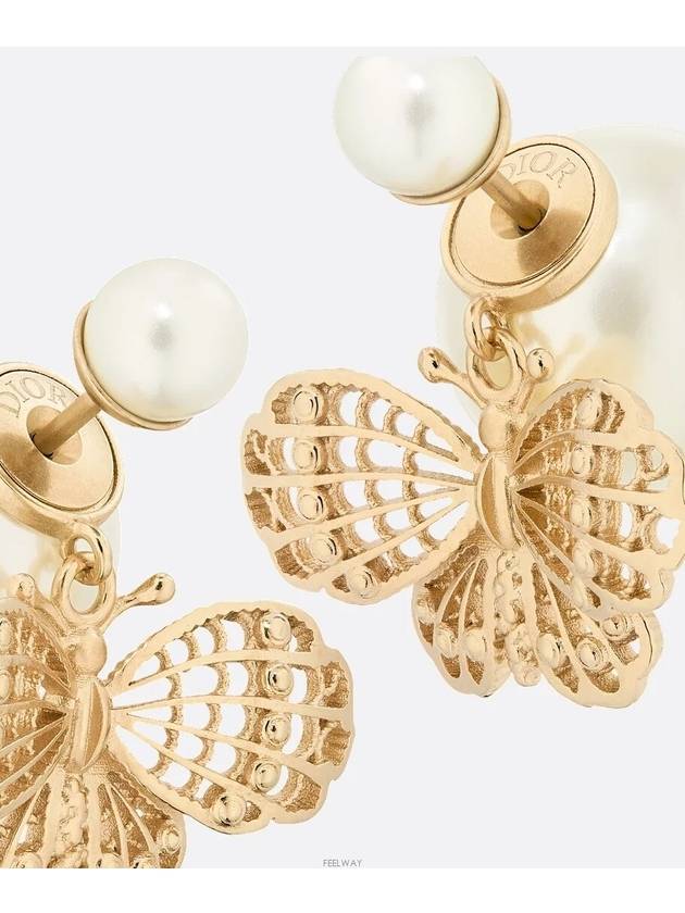 Dior Tribales Earrings Gold Finish Metal White Le - DIOR - BALAAN 3