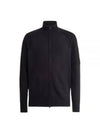 Lens Wappen Lambswool Zip-Up Cardigan Black - CP COMPANY - BALAAN 2