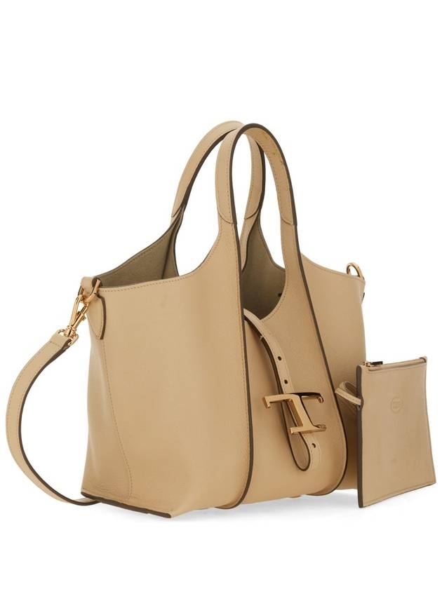 T Timeless Leather Shopping Mini Tote Bag Beige - TOD'S - BALAAN 8