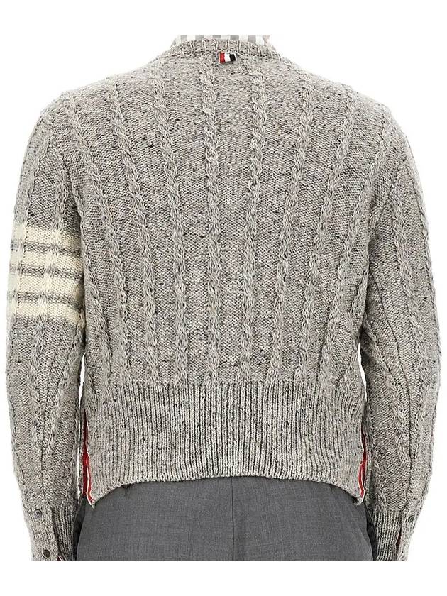 Donegal Twist Cable 4-Bar Classic Crewneck Knit Top Light Grey - THOM BROWNE - BALAAN 4