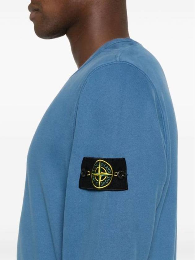 Wappen Patch Crew Neck Cotton Sweatshirt Blue - STONE ISLAND - BALAAN 5