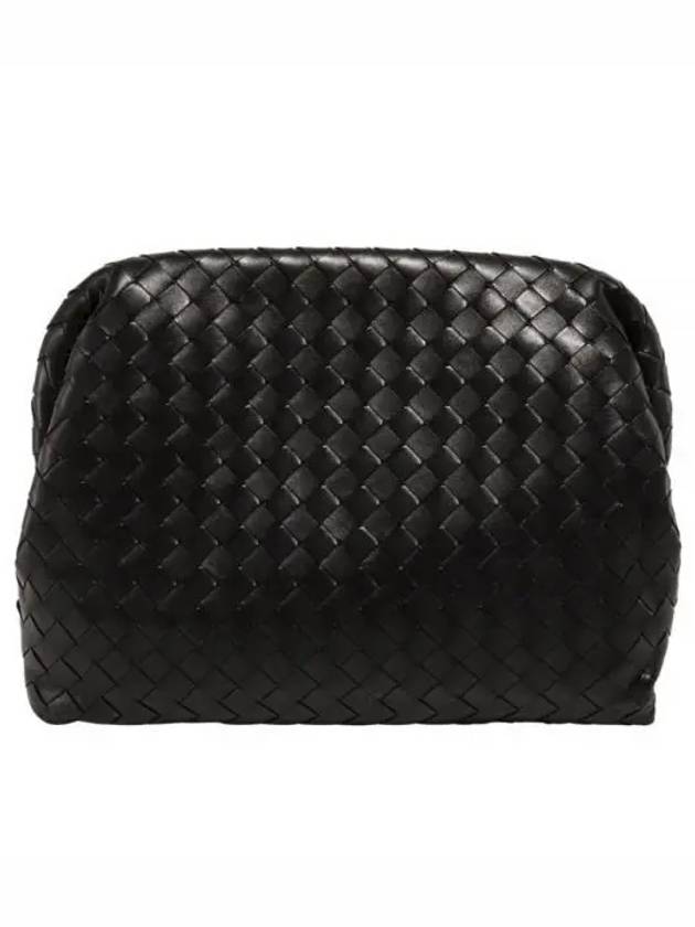 Intrecciato Leather Pouch Bag Black - BOTTEGA VENETA - BALAAN 2