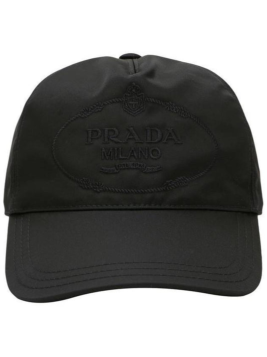 embroidered logo nylon ball cap black - PRADA - BALAAN 1