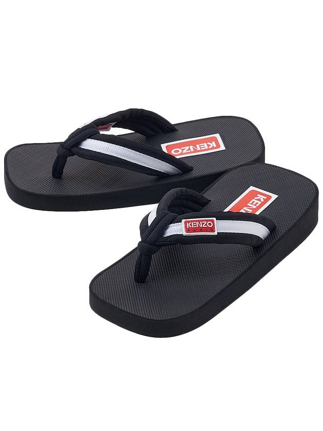 Logo Patch Striped Flip Flops Black - KENZO - BALAAN 2